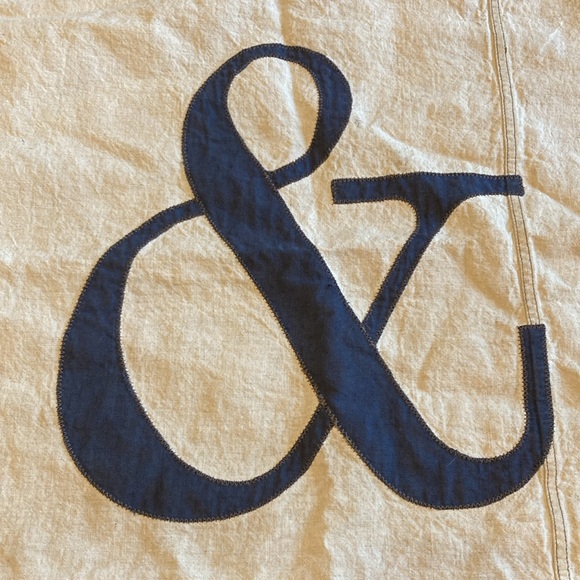 Pottery Barn Ampersand Applique Pillow Cover Square Decorative Accent Sham Tan & - Picture 3 of 13